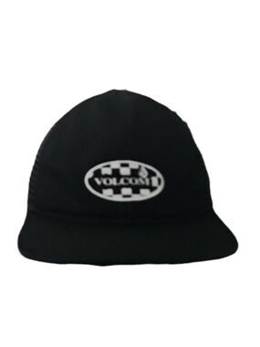 Volcom Checker Logo Mesh Trucker Hat Snapback Black Skate Surf Y2K Streetwear